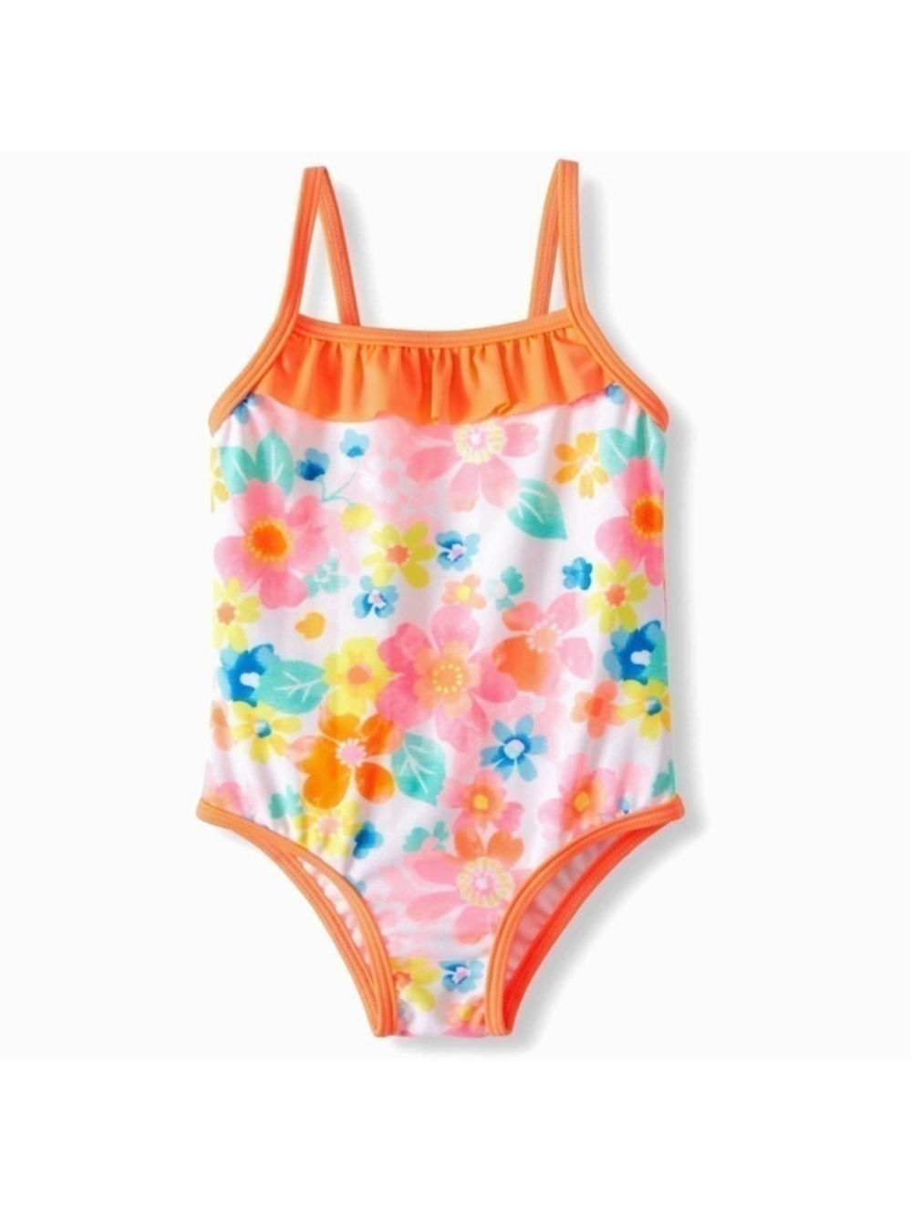 NWT One Piece Floral Print Swimsuit Infants Ruffle Spaghetti Strap Size 18 Mos
